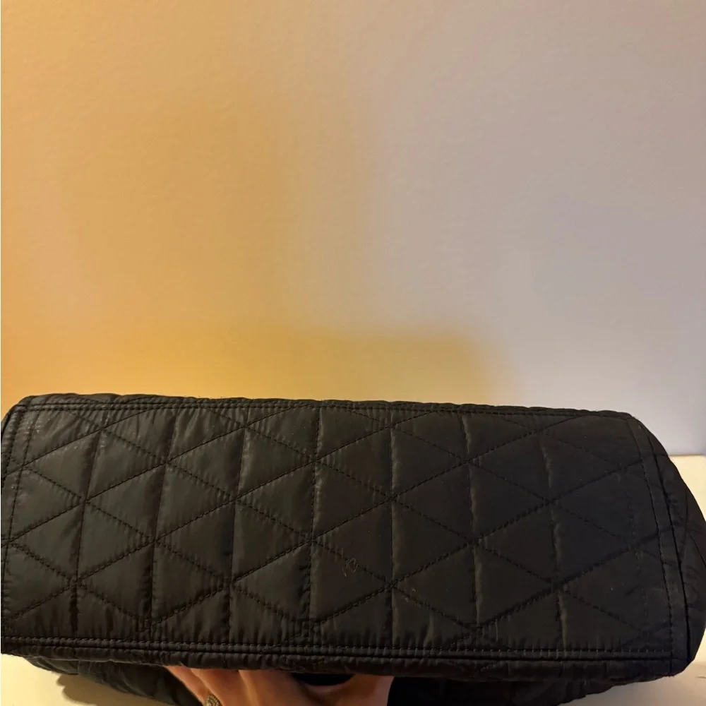 Kate Spade Black Quilted Double Zippered Tote Bag